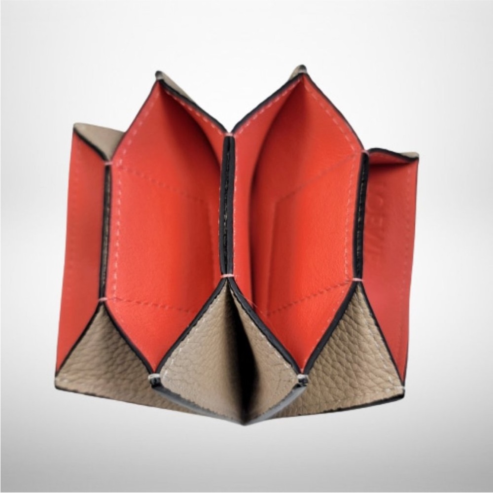 Auth Loewe Soft Grain Accordion Calfskin Wallet/Cardholder